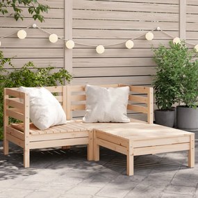 838019 vidaXL Canapea de grădină cu 2 locuri/taburet, lemn masiv de pin