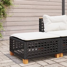 vidaXL Taburet de grădină cu pernă, negru, 63,5x56x32 cm, poliratan
