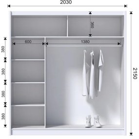 Dulap cu oglindă SABRINA alb 203x215 cm