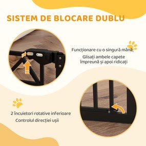 PawHut Barieră pentru câini cu 4 șuruburi reglabile și bandă adezivă, din metal și plastic, 74-100x76 cm, negru | Aosom Romania