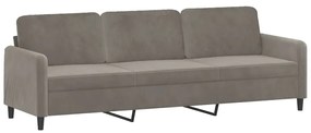349063 vidaXL Canapea cu 3 locuri, gri deschis, 210 cm, material catifea