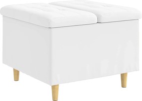 vidaXL Ottomană de depozitare Alb 60 x 60 x 45 cm Piele artificială