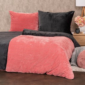 Lenjerie de pat din micro-flanelă 4Home Stripe, roz, 140 x 200 cm, 70 x 90 cm