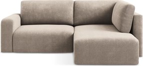 Colțar bej extensibil/cu spațiu de depozitare cu tapițerie din chenille (cu colț pe partea dreaptă/în formă de ”L”) Kona – Makamii