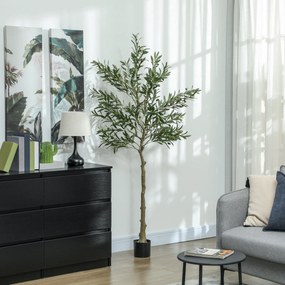 HOMCOM Măslin Artificial Înalt de 180 cm cu 900 Frunze, 40 Măsline și Ghiveci | Aosom Romania