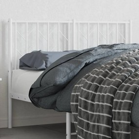 374517 vidaXL Tăblie de pat metalică, alb, 120 cm