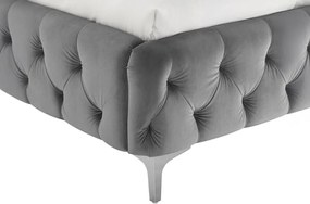 Pat elegant tapitat cu catifea gri MODERN BAROCK 180x200cm A-46162 VC