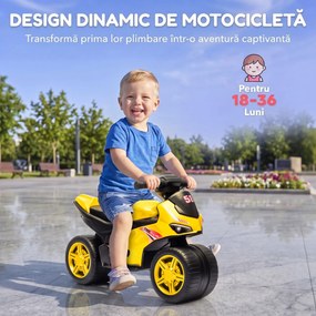 AIYAPLAY Bicicletă fără Pedale Con Muzică Per 18-36 Luni, Galben | Aosom Romania
