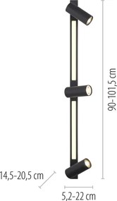 Schöner Wohnen 11794-18 - Spot LED DANTE 3xGU10/10W+LED/14,4W negru