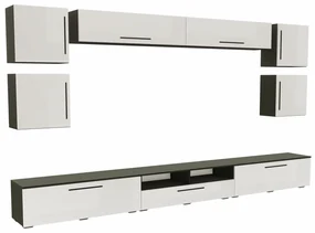 Living haaus Haga V3, Alb Lucios/Negru, MDF, L 360 cm