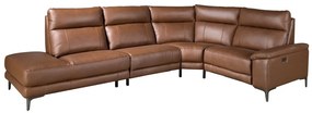 Coltar 5 locuri, Functia Relax, Sezlong Stanga, Cowhide maro tutun