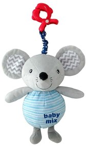 Baby Mix Jucărie de pluș pentru copii cu mecanismmuzical și clemă Șoricel, 24 cm