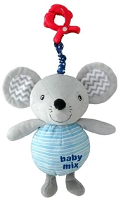 Baby Mix Jucărie de pluș pentru copii cu mecanismmuzical și clemă Șoricel, 24 cm
