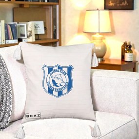 Perna Personalizata FC Unirea Constanta Fotbal, 40x40 cm, Bej cu Franjuri, Husa Detasabila, Perna Inclusa, BEKZ®
