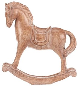 Decorație cal balansoar 19 cm, poliresină,imitație de lemn