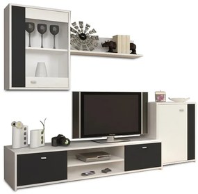 Mobilă de living Genta 210 cm alba si neagra