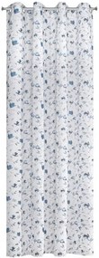 Draperie decorativă subtilă alb-albastră, cu motiv floral Lungime: 250 cm