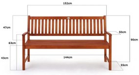 Deuba Banca de gradina - Eucalipt - 152 cm