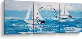 Tablou - Pictură yacht pe mare (cu ceas) (90x30 cm)