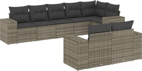 vidaXL Set canapele de grădină cu perne, 8 piese, gri, poliratan