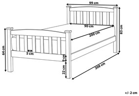 Pat de o persoană 90 cm GERNE (cu somieră) (alb). 1007294