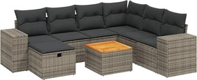 vidaXL Set canapele de grădină cu perne, 8 piese, gri, poliratan