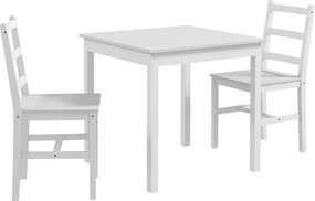 HOMCOM Set de 3 piese pentru luat masa, masă cu scaune, lemn masiv, Alb | Aosom Romania
