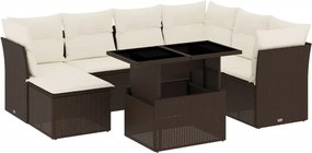 vidaXL Set canapele de grădină cu perne, 8 piese, maro, poliratan