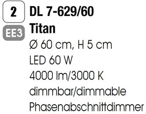 Plafoniera LED dimabila GREG, 60cm