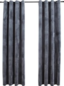 vidaXL Draperii opace cu inele, 2 buc., antracit, 140x225 cm, catifea