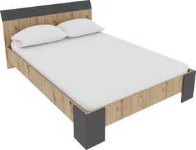 Pat Pedro, 200 x 140 cm, saltea spuma inclusa, Stejar Artisan/Antracit