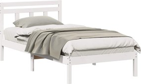 vidaXL Cadru de pat Alb 90 x 200 cm Lemn de pin masiv