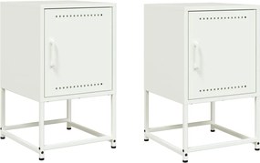 vidaXL Noptiere, 2 buc., alb, 36x39x60,5 cm, oțel