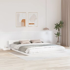 vidaXL Cadru de Pat cu Mese de Noapte Alb 200x200cm Lemn Masiv