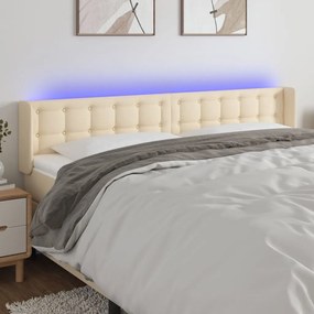 3123689 vidaXL Tăblie de pat cu LED, crem, 183x16x78/88 cm, textil
