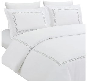 Lenjerie de pat albă din bumbac satinat pentru pat de o persoană cu cearceaf inclus, cu 6 piese 140x200 cm Whispered Serenity – Mila Home Luxury