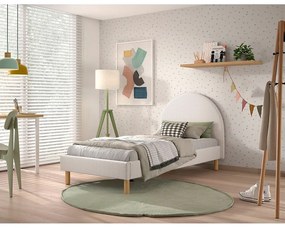 Pat single alb tapițat cu somieră 90x200 cm MOON – Vipack