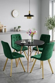 Scaun de dining CIEZA VELVET cu picioare aurii, verde
