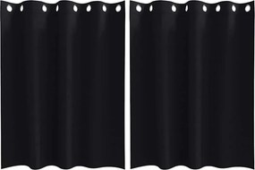 vidaXL Perdele Opaque cu Inel 2 pcs Negru 140 x 140 cm Poliester