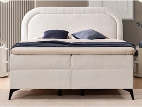 Pat boxspring alb cu spațiu de depozitare 160x200 cm Ornes – Ropez