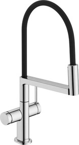 Baterie bucatarie cu pipa flexibila Hansgrohe Talis Select M54 PowderSpray finisaj crom lucios-negru mat cu 3 functii