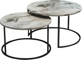 Set 2 Masute De Cafea Selmma PAL Finisaj Marmura Alba, Model 2