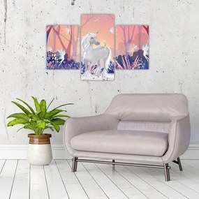 Tablou - Unicorn în pădurea fermecată (90x60 cm)