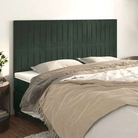 3116633 vidaXL Tăblii de pat, 4 buc, verde închis, 90x5x78/88 cm, catifea