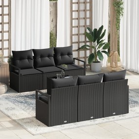 vidaXL Set de canapele pentru grădină 7 pcs Negru 55 x 55 x 37 cm
