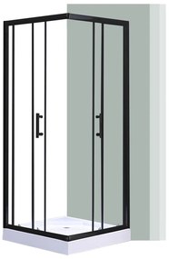 Cabină de duș pătrată Spirit Clear 80x80x194 cm cu cădiță de duș din acril armat, neagră