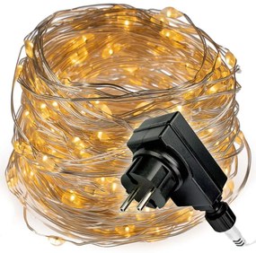 Lanț luminos cu temporizator - 200 LED, alb cald