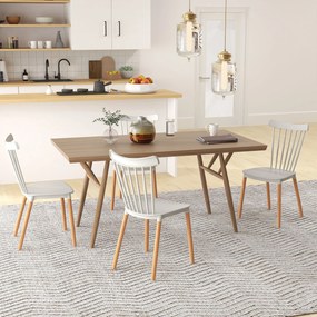 HOMCOM Set de 4 scaune stil scandinav, spătar înalt, șezut din polipropilenă, picioare din fag 48 x 52,5 x 83 cm gri | Aosom Romania