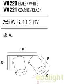 Aplica perete cu 2 spoturi directonabile TOP II alb W0220 MX