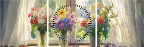 Tablou - Buchet la fereastră (cu ceas) (90x30 cm)